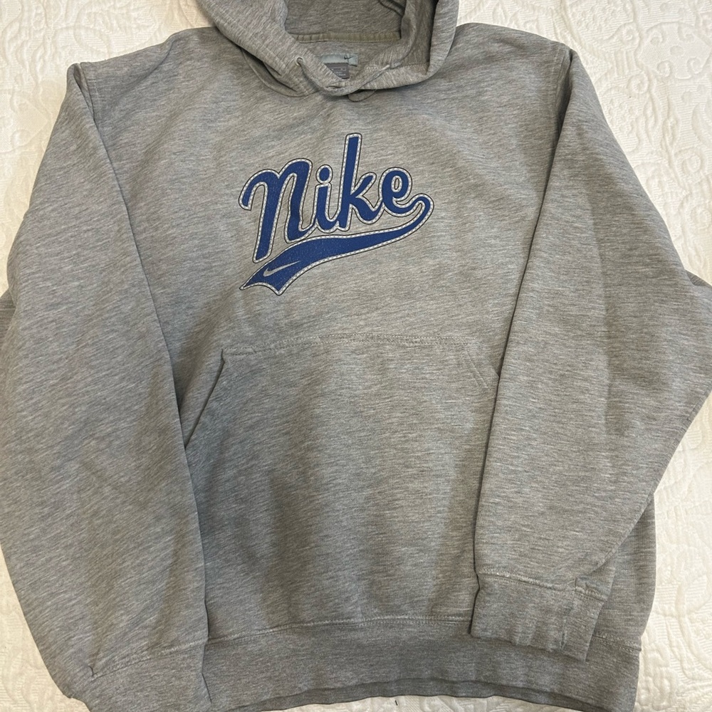 Nike Gray and Blue Men's Hoodie